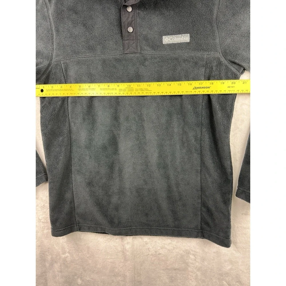 Columbia‎ 1/4 Snap Fleece Jacket Mens Small Long Sleeve black gray EUC